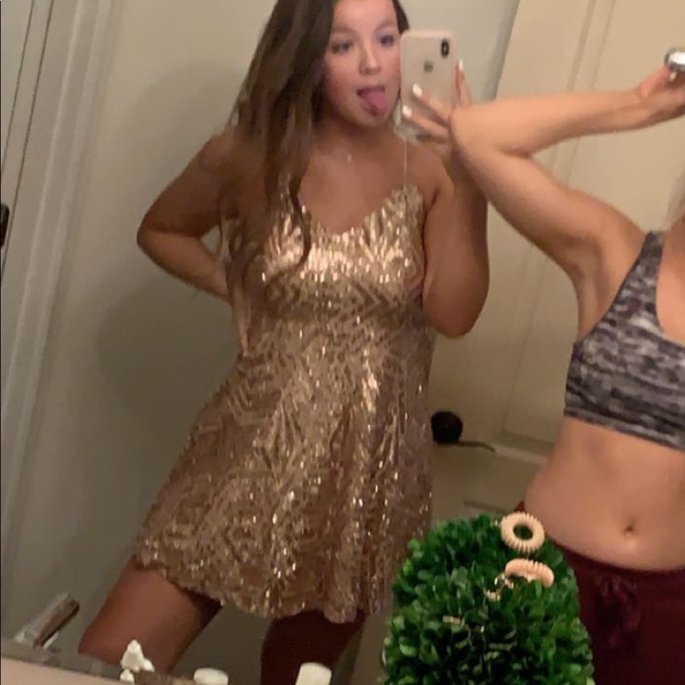 Sparkly blush pink and gold dress
